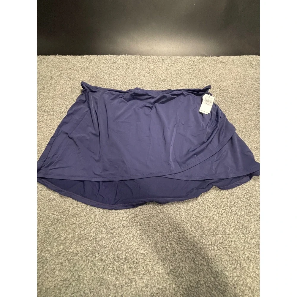 Jantzen Womens Plus Size 22W Swim Skirt Navy Blue Mare Wrap Ruched JZ22708C NEW